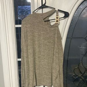 Elegant Tan Sweater with Gold Accent